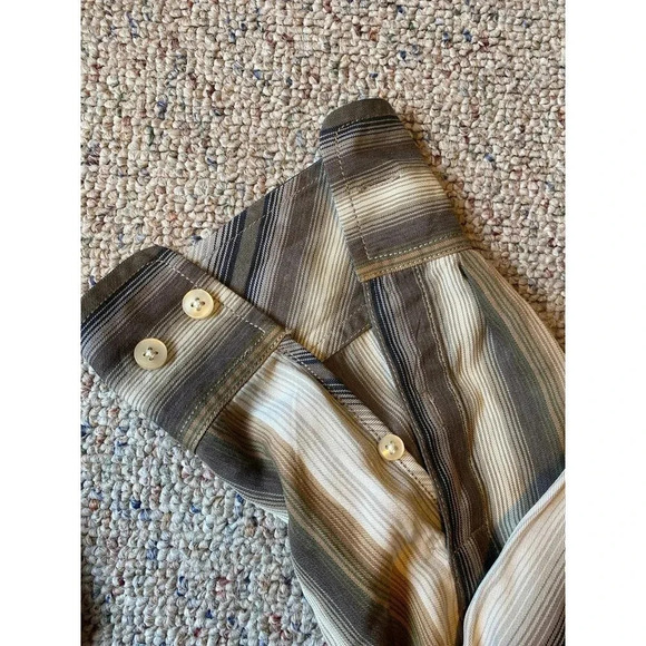 Tommy Bahama Silk Tencel Blend Strips Button Up Shirt Men Size L Pocket - Picture 9 of 9